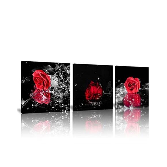 Set of 3 Romantic Roses Wall Canvas - Picture 1 of 7